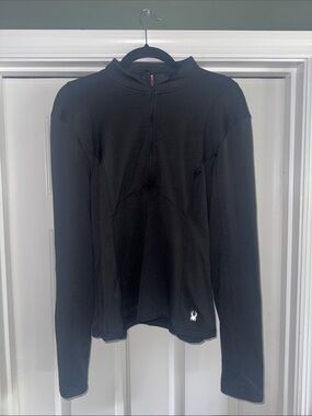 Spyder Black Active Zip Pullover with White and Red Logo